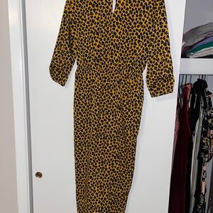 Skies Are Blue Leopard Print Jumpsuit - Yellow and Black